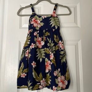 KY’s Hawaiian Dress Size 8 Navy Blue with Hibiscus flowers Excellent condition